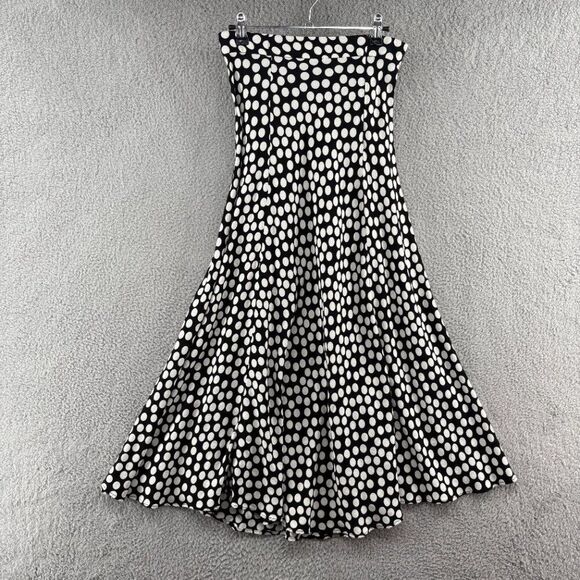 Zara Black White Polka Dot Midi Skirt Size XS | High Waist Flowy Viscose Made in - Picture 4 of 11
